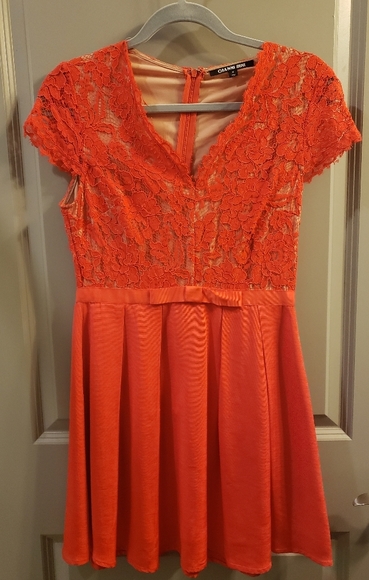 orangey red dress